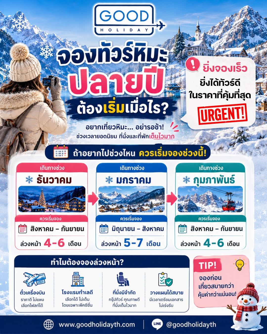 อยากเที่ยวหิมะปลายปี ต้องเริ่มจองเมื่อไหร่
