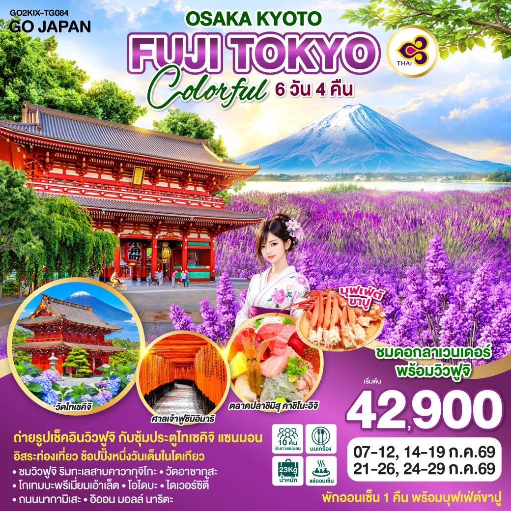 ทัวร์ญี่ปุ่น OSAKA KYOTO FUJI TOKYO COLORFUL 6วัน 4คืน (TG)